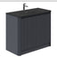 Jack 1000mm Ribbed Floorstanding Vanity Unit with Doors in Charcoal with Black Basin N23