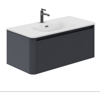 Jack 1000mm Ribbed Wall Hung Vanity Unit in Charcoal with White Basin N23