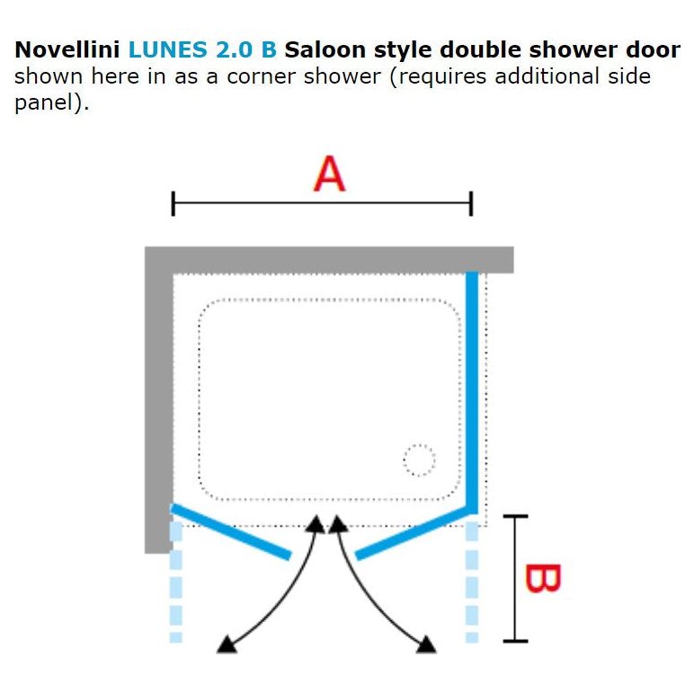 Novellini Lunes 2.0 B Saloon Shower Enclosure - Chrome