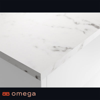 Omega Tuscany Marble 22mm Square Edge Laminate Worktop - Eggshell