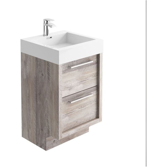 Hermoine 500mm Floor Standing Vanity Unit & Basin - Light Sawn Oak