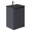 Jack 600mm Ribbed Floorstanding Vanity Unit with Doors in Charcoal with Black Basin N23