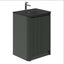 Jack 600mm Ribbed Floorstanding Vanity Unit with Doors in Green with Black Basin N23