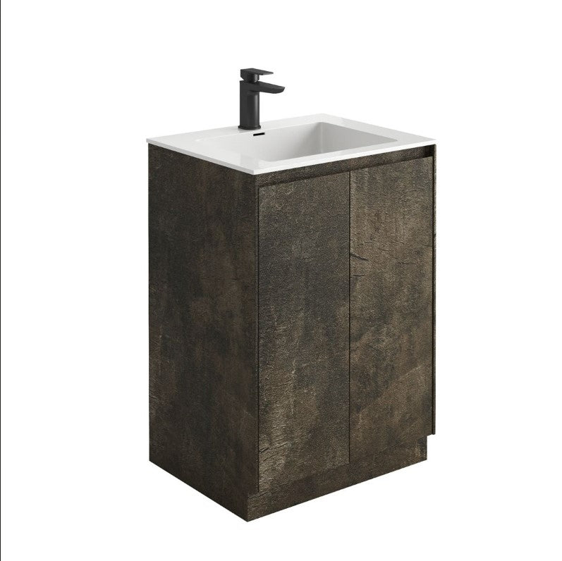 Oscar 600mm Floor Standing Vanity Unit Metallic & White Basin