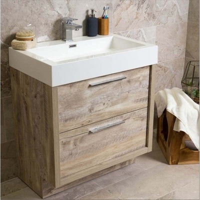 Hermoine 750mm Floor Standing Vanity Unit & Basin - Light Sawn Oak