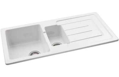 Abode Acton 1.5B & Drainer Ceramic Inset Kitchen Sink – White