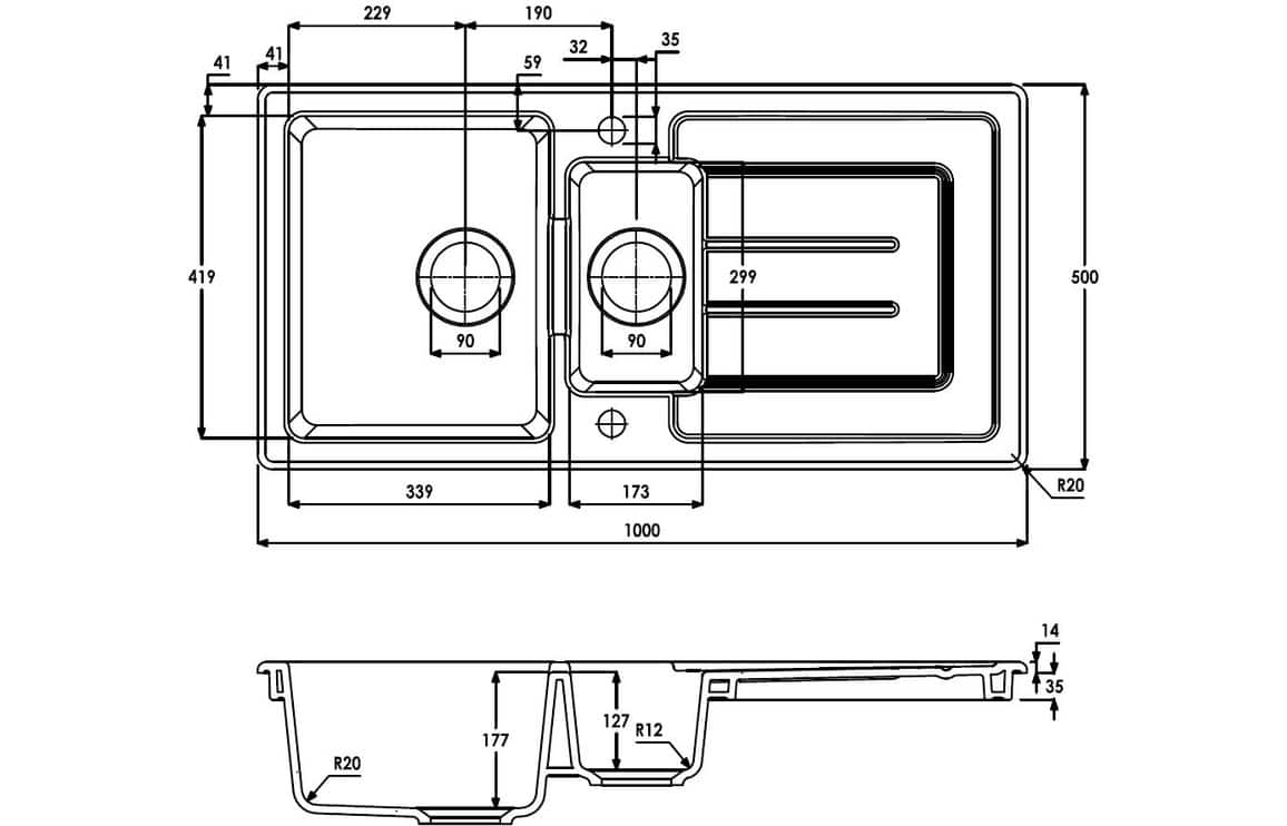 Abode Acton 1.5B & Drainer Ceramic Inset Kitchen Sink – White