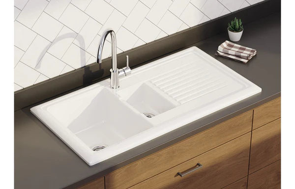 Prima 1.5B 1D Reversible Ceramic Inset Sink - White CPR414