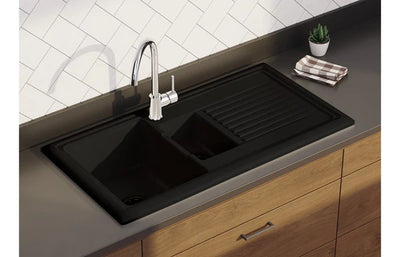 Prima 1.5B 1D Reversible Ceramic Inset Sink - Black CPR415