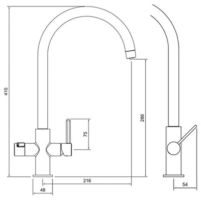 Abode Pronteau Prothia 3 in 1 Monobloc Swan Kitchen Tap - WRAS Approved Copper