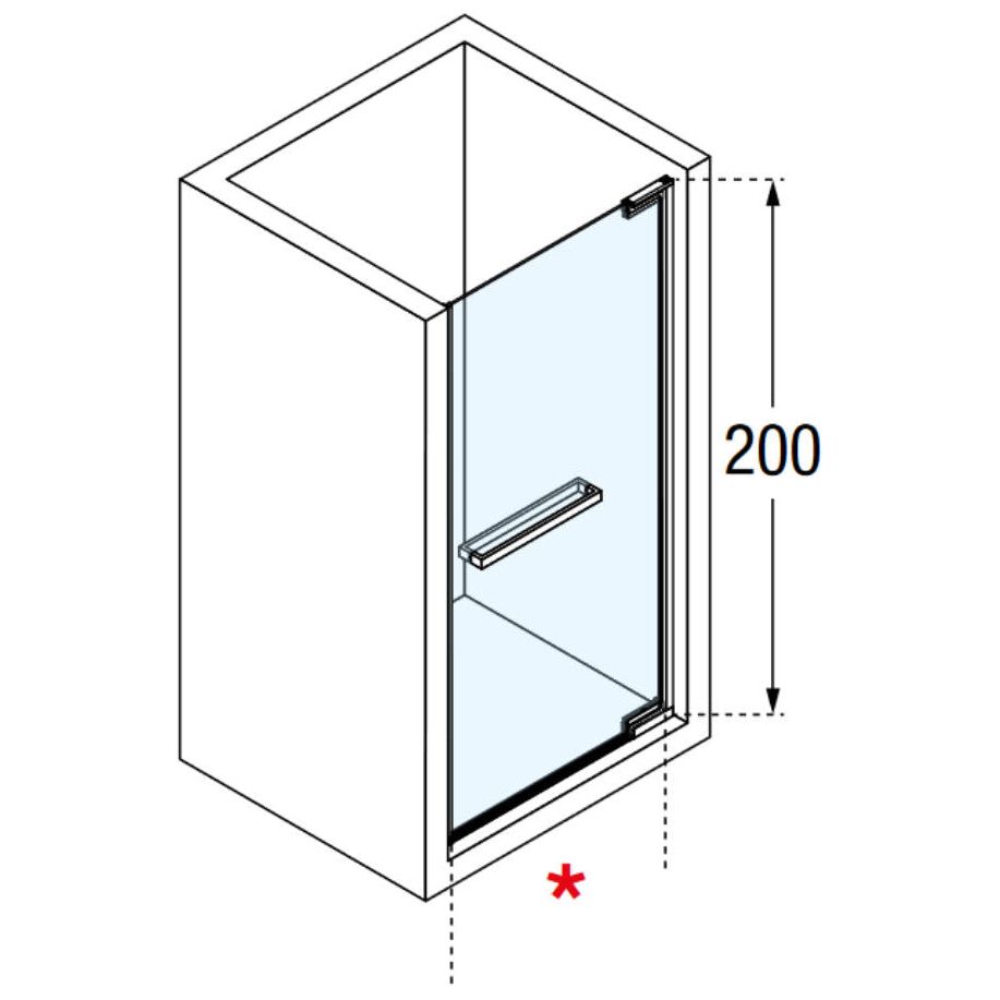 Novellini N180 1B Hinged Shower Door for an Alcove - Shiny Gold