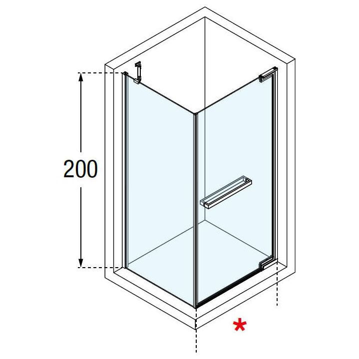 Novellini N180 G+F Hinged Door Various Sizes in Inox