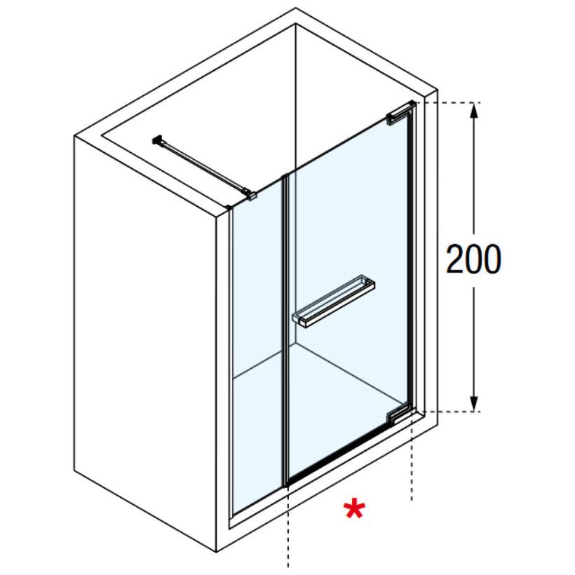 Novellini Side Fixed Panel in Shiny Black Chrome For Shower Door N180 G+F Inline