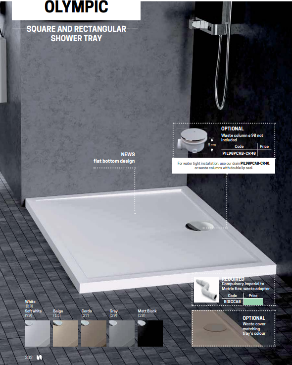 Novellini Olympic Square Shower Tray 800x800x45mm - White