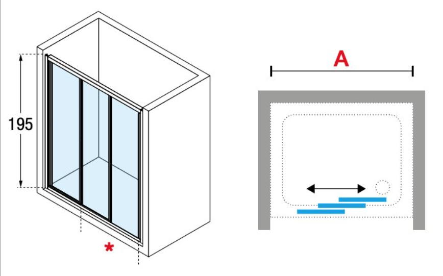 Novellini Lunes 2.0 Three Part Sliding Door - Chrome