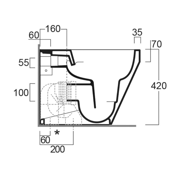 Ruth Rimless Back to Wall Toilet