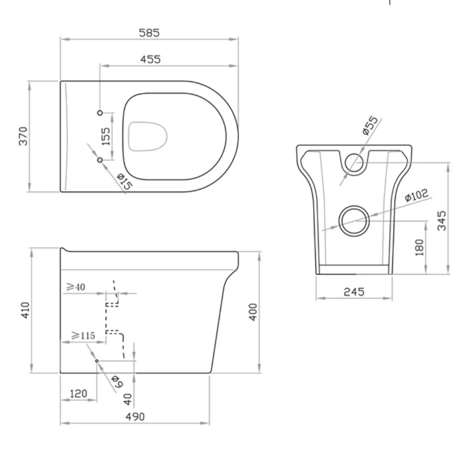 Eliza Back To Wall Toilet & Soft Close Seat