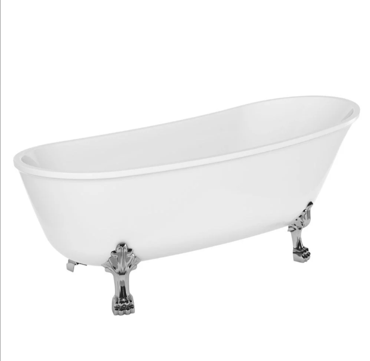 Prichard Traditional Roll Top Bath with Chrome Claw Feet - 1500x735mm