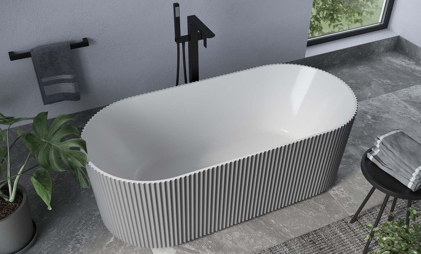 Globe Light Grey Freestanding Acrylic Bath – 1700x800mm