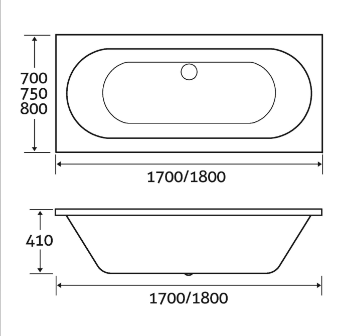 Evolve Double Ended Acrylic Bath – 1700 x 700mm