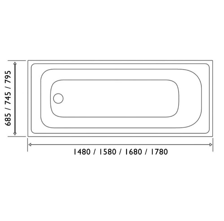 Leo Single Ended Reinforced Acrylic Bath – 1780x795mm