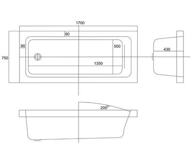 Star Single Ended Super Strong Reinforced Acrylic Bath – 1700 x 750mm