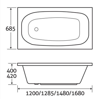 Doncaster Acrylic Space Saver Bath – 1200x700mm