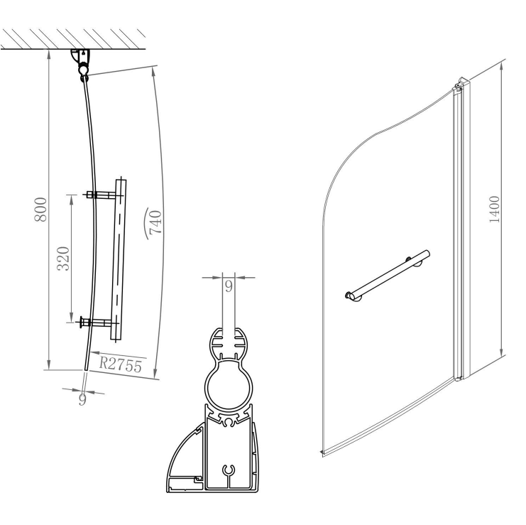 Algarve Space Saver bath Screen Left Hand