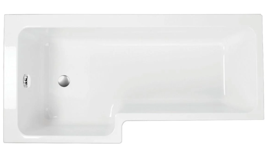 Harmony Acrylic L-Shape Shower Bath - 1700 x 820/700mm Left Hand