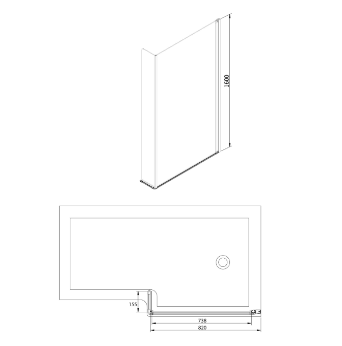 Harmony Fixed Bath Screen-Chrome