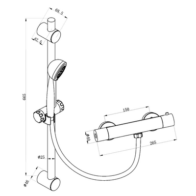 Connecticut Round Thermostatic Bar Valve Shower With Slide Rail Kit