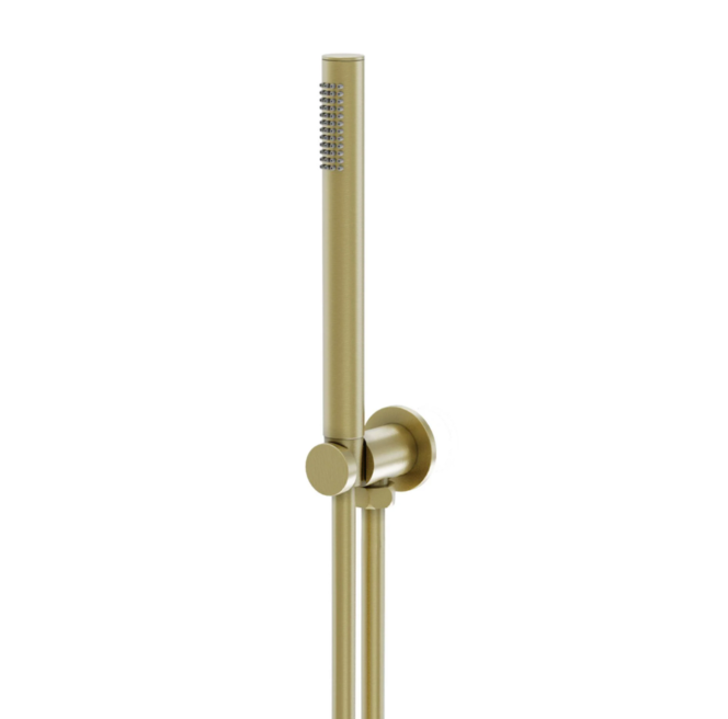 Ellie Round Shower Handset & Holder With Built-In Outlet - Brushed Gold N24