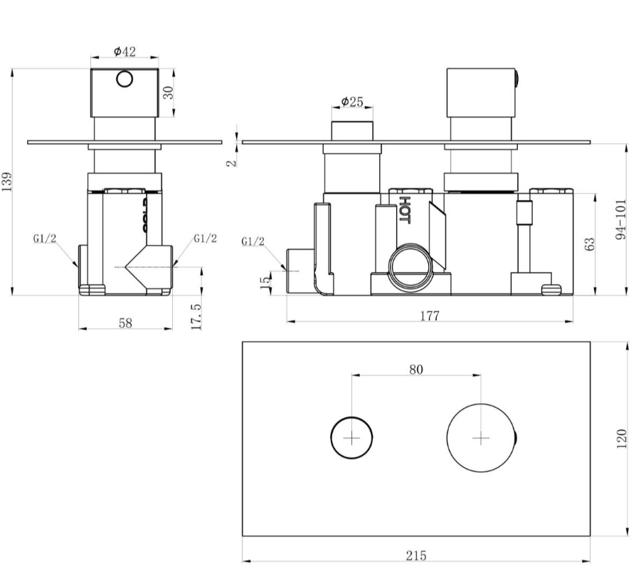 Style Single Outlet Round Touch Control Concealed Shower Valve