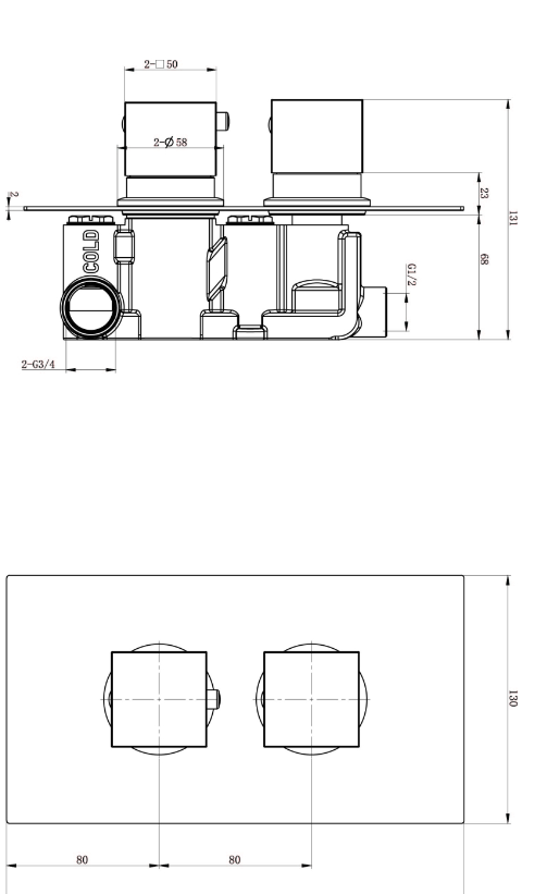 Liberty Single Outlet Square Concealed Valve with Slide Rail Kit - Gunmetal