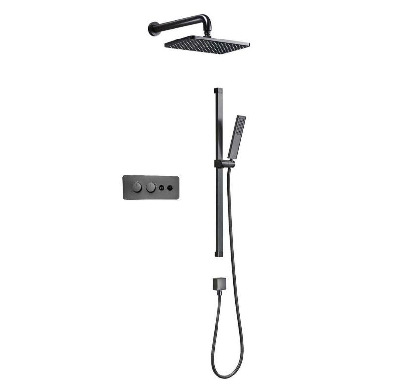 Bisbee Concealed Dual Valve Package with Shower Head & Slide Rail - Gunmetal