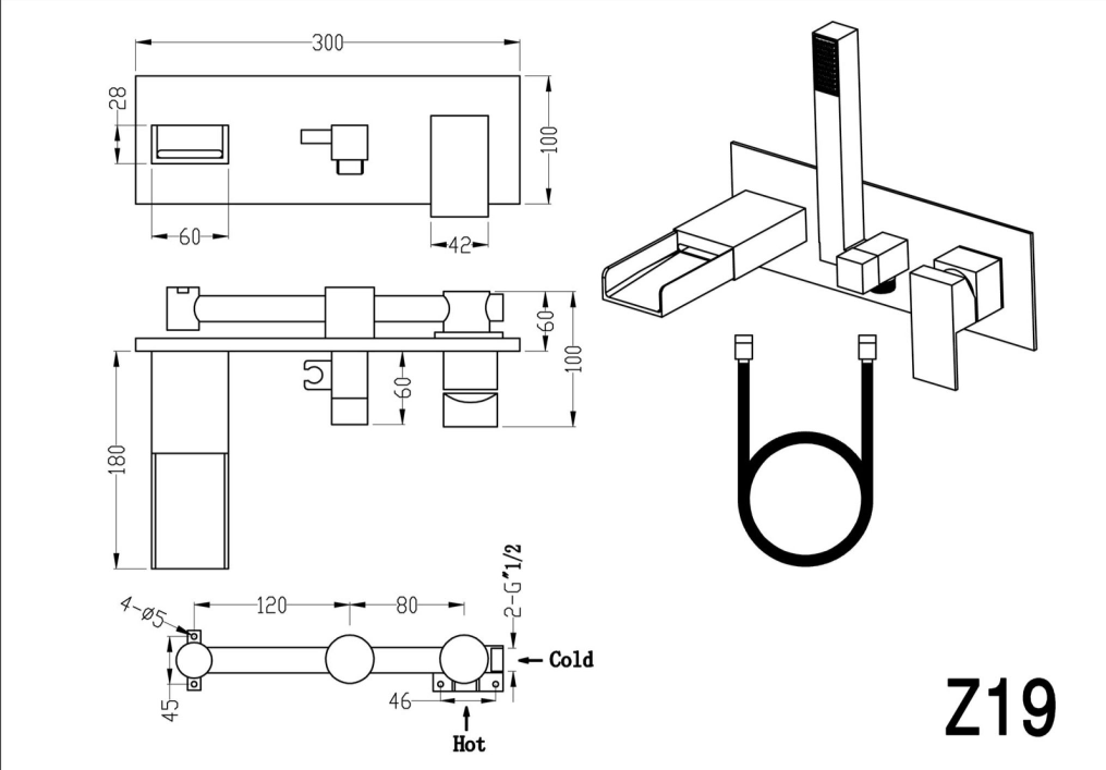 Egypt Wall Mounted Bath Shower Mixer Tap