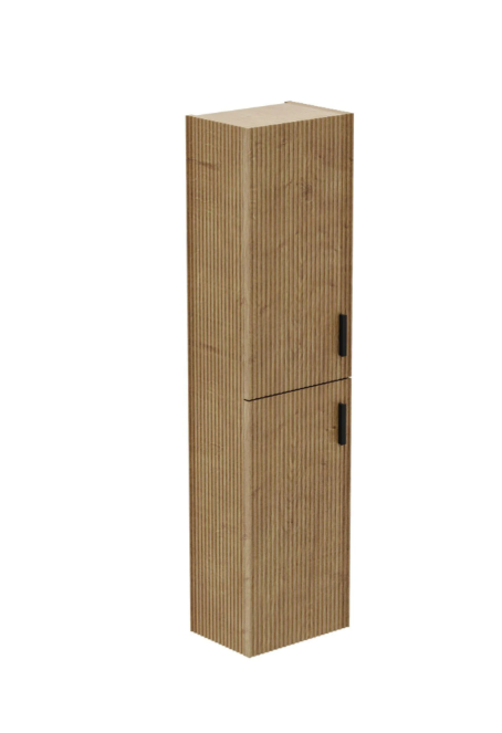 Rebecca Ribbed Wall Hung Tall Storage Unit in Natural Oak N24