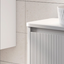 Jack 800mm Ribbed Floorstanding Vanity Unit with Doors in White with White Worktop N23