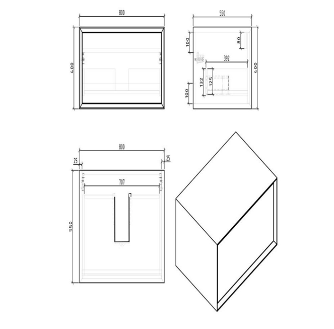 Melvin Wall Mounted Vanity Unit Gloss White & Oak 800mm