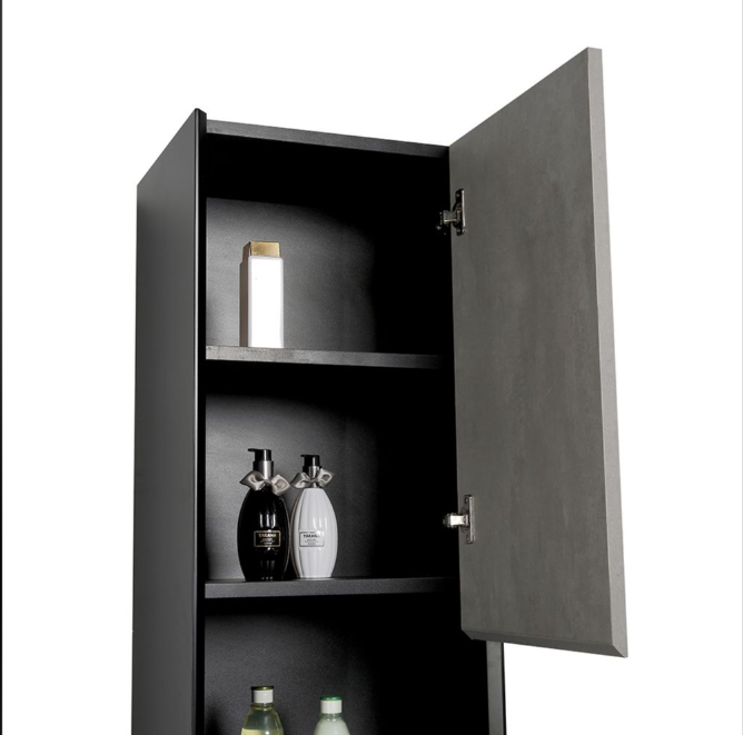 Melvin/Tawny Wall Hung Tall Storage Cabinet in Black & Concrete