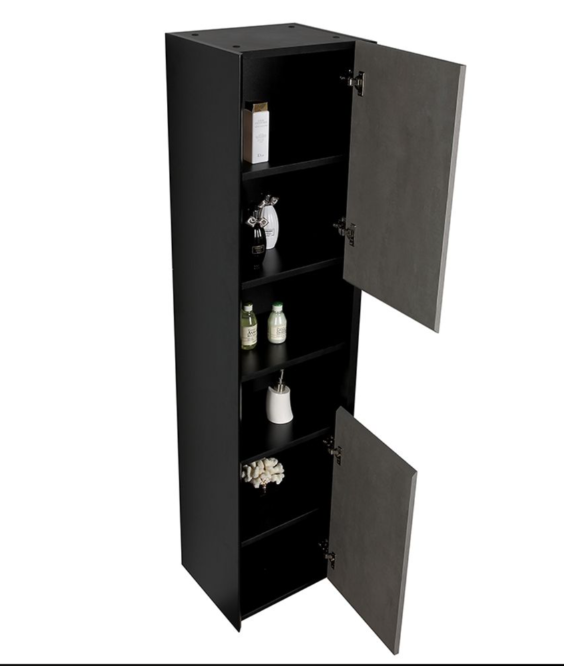 Melvin/Tawny Wall Hung Tall Storage Cabinet in Black & Concrete