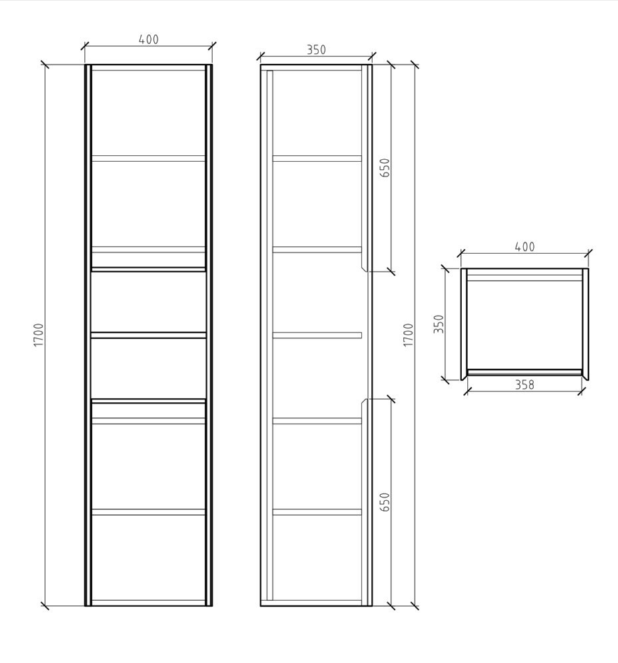 Melvin/Tawny Wall Hung Tall Storage Cabinet in Black & Concrete