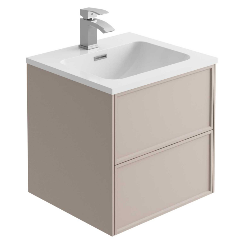 Cumbria 500mm Wall Hung Vanity Unit in French Blush