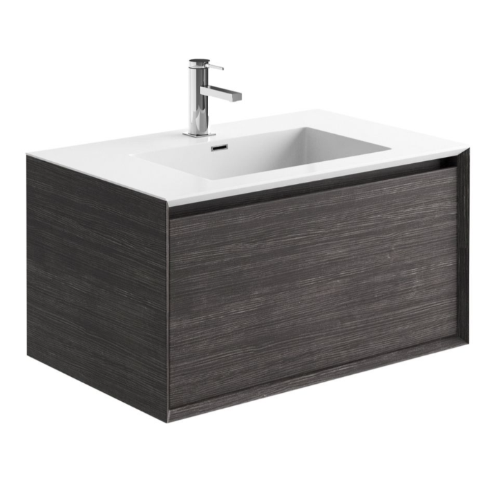 Tawny 750mm Wall Hung Vanity Unit with White Resin Basin in Leached Oak