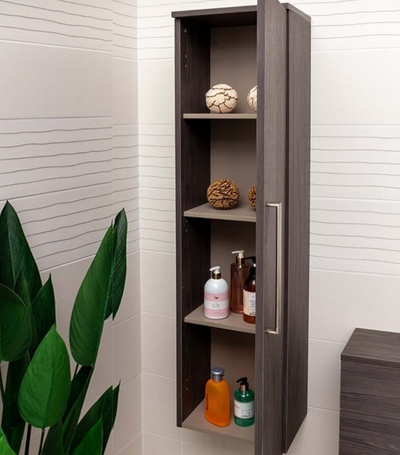 Veto Wall Mounted Tall Storage Unit in Dark Elm