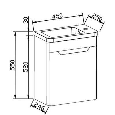 Eon 450mm Wall Hung Cloakroom Vanity Unit in Matt Black