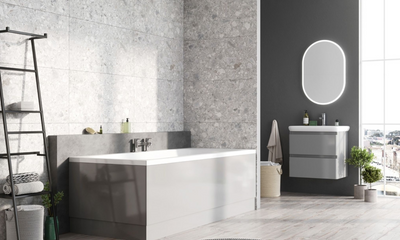 Nancy 600 Wall Mounted Vanity Unit & Link Resin Basin in Light Grey Gloss