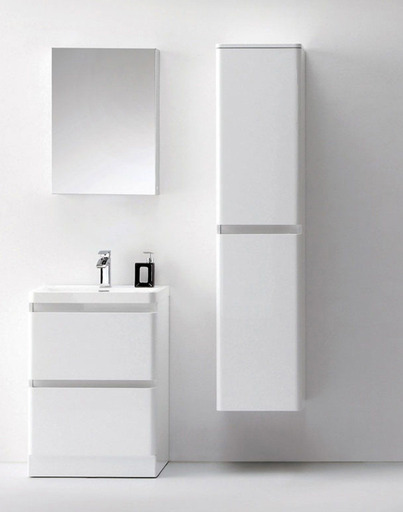 Nancy Gloss White Wall Mounted Tall Storage Unit