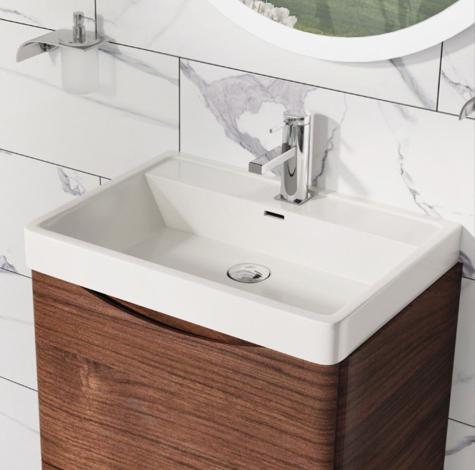 Montana 600mm Wall Hung Vanity Unit in Rosewood & Resin Basin