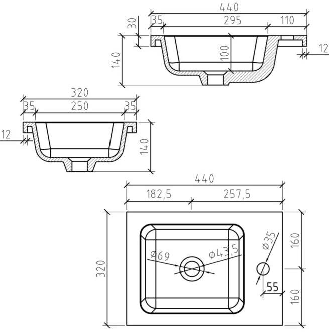 Oscar 440mm Wall Hung Cloakroom Vanity Unit with Resin Basin in Gloss White